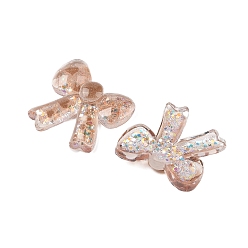 Коричневый Симпатичные прозрачные смоляные декодированные кабошоны, бантик с блестками, кофе, 29x28.5x6 мм