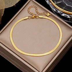 None Браслеты на ногу из нержавеющей стали и латуни с цепочкой-змейкой, золотые, 8-1/4 дюйм (210 мм)