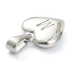 Letter M 304 Stainless Steel Pendants, Heart with Black Letter, Stainless Steel Color, Letter.M, 16x16x4.5mm, Hole: 7x3mm
