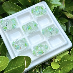 Весенне-зеленый Непрозрачные акриловые бусины, бусины ручной работы, круглая с цветком, весенний зеленый, 18 мм, отверстие : 3 мм