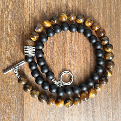 Обсидиан 6Миллиметровые ожерелья из круглых бусин натурального обсидиана и тигрового глаза для мужчин и женщин, платина, 17.72 дюйм (45 см)