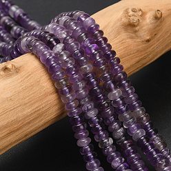 Аметист Природный аметист нитей бисера, рондель, 4x1.5 мм, отверстие : 0.7 мм, около 155 шт / нитка, 14.96'' (38 см)