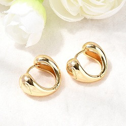 Настоящее золото 18K Латунные серьги обруча, круглые кольца, без никеля , реальный 18 k позолоченный, 14.5x18x7.5 мм