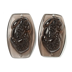 Обсидиан Натуральный ледяной обсидиан резные соединительные подвески, пи сю ссылки, 35x21x11 мм, отверстие : 1.6 мм