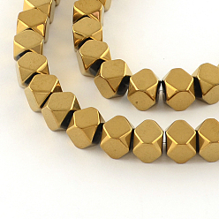 с Золотистым Покрытием Гальванизировать немагнитных синтетический гематит нитей бисера, многоугольник, с золотым покрытием, 8x8 мм, отверстие : 1 мм, около 49 шт / нитка, 15.3 дюйм