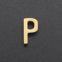 Letter P 201 прелести нержавеющей стали, для изготовления простых ожерелий, лазерная резка, буквы, золотые, letter.p, 8x4.5x3 мм, отверстие : 1.8 мм