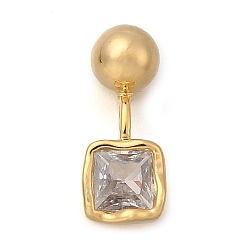 Прозрачный Квадратные подвески из латуни с микропаве из кубического циркония, без кадмия, без никеля и без свинца, реальный 18 k позолоченный, прозрачные, 13x5x4~4.5 мм, отверстие : 1.2x1.5 мм