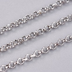 Stainless Steel Color Tarnish Resistant 304 Stainless Steel Rolo Chains, Unwelded, with Spool, Stainless Steel Color, 2x0.8mm, about 65.61 Feet(20m)/roll