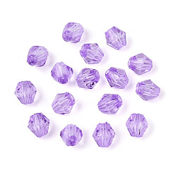 Темно-Фиолетовый Прозрачные акриловые бусины, двухконусные, темно-фиолетовый, 4x4 мм, отверстие : 1.2 мм, Около 17000 шт / 500 г