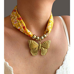 Золотой Бабочка 304 кулон из нержавеющей стали, набивной платок из ткани для женщин, золотые, 16.14 дюйм (41 см)