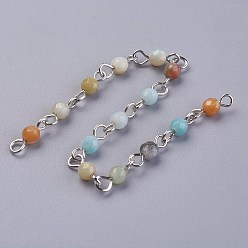 Flower Amazonite Цепочки из бусин из амазонита из натуральных цветов ручной работы, несварные, с железным штифтом, круглые, граненые, платина, 12~12.5x4~4.5 мм, около 39.37 дюйм (1 м) / прядь