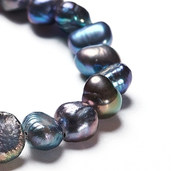Slate Gray Natural Baroque Pearl Keshi Pearl, Cultured Freshwater Pearl Beads Strands, Two Sides Polished, Dyed, Nuggets, Slate Gray, 6~7.5x3~5x6~7mm, Hole: 0.5mm, about 30pcs/strand, 7.09 inch(18cm)