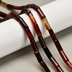 Коричневый Окрашенные естественный агат бисер пряди, колонка, коричневые, 15.5~16x6~6.5 мм, отверстие : 1 мм, около 24~25 шт / нитка, 14.96~15.35'' (38~39 см)