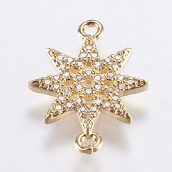 Золотой Латунные микро проложить кубических ссылки циркония, без свинца и без кадмия, звезда, золотые, 16x11x1.5 мм, отверстие : 1 мм