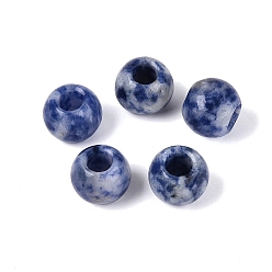 Blue Spot Jasper Natural Blue Spot Jasper European Beads, Smooth Round, Large Hole Beads, 12~12.5x10~11mm, Hole: 5mm