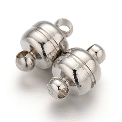 Платина Латунные магнитные застежки с петлями, овальные, платина, 12x7 мм, отверстие : 1.5 мм