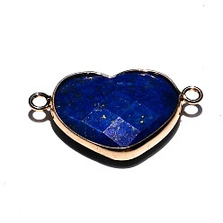 Ляпис-Лазурь Окрашенный натуральный лазурит ограненные сердечки звенья соединительные подвески, золотые, 22x32x6 мм