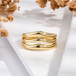 Настоящее золото 18K Стойки покрытие латунь манжета кубические кольца для пальцев для женщин, долговечный, реальный 18 k позолоченный, 11 мм, регулируемый