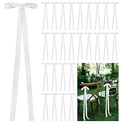 White 10Pcs Polyester Bowknot Chair Straps, Bowknot, White, 1030x240mm
