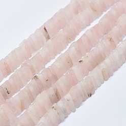 Розовый Кварц Природного розового кварца нитей бисера, треугольные, 9~10.5x10.5~12.5x2.8~3.5 мм, отверстие : 1 мм, около 124~131 шт / нитка, 15.5~15.9 дюйм (39.5~40.5 см)