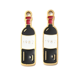 Черный 304 нержавеющей стальной эмали подвески, красное вино, ионное покрытие (ip), реальный 18 k позолоченный, чёрные, 18x5x1.5 мм, отверстие : 1.2 мм