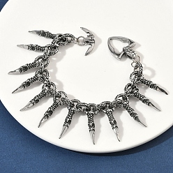 Античное Серебро 304 из нержавеющей стали шарм браслеты, браслеты-цепочки Rolo для мужчин и женщин, коготь, античное серебро, 8-1/8 дюйм (20.7 см)