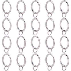 Нержавеющая Сталь Цвет 316 брелоки для ключей из хирургической нержавеющей стали, с 304 кольцами для прыжков с двойными петлями из нержавеющей стали, цвет нержавеющей стали, 25x2.3 мм, внутренний диаметр: 20.5 мм, 30 шт