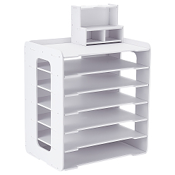 Белый Настольные держатели для папок из ПВХ-пластика, штабелируемые подставки-органайзеры для хранения бумаги для домашнего офиса, белые, готовая продукция: 390x345x391 мм