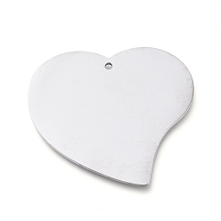 Stainless Steel Color Tarnish Resistant 304 Stainless Steel Pendants, Mirror Polished Finish, Stamping Blank Tag, Laser Cut, Heart, Stainless Steel Color, 27x30x0.8mm, Hole: 1.2mm