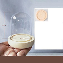 Бланшированный Миндаль Стеклянный купол арки, декоративная витрина, колокол баночка террариум с деревянной основой, бланшированный миндаль, 60x80 мм