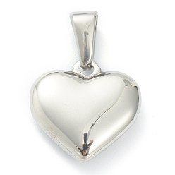 Letter O 304 Stainless Steel Pendants, Heart with Black Letter, Stainless Steel Color, Letter.O, 16x16x4.5mm, Hole: 7x3mm