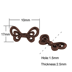 Красная Медь Сплавочные овальные бусины тибетского стиля , без кадмия и без свинца и без никеля, бабочка, Красная медь, 17x10x2.5 мм, отверстие : 1.5 мм