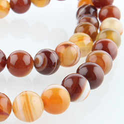 Шоколадный Природных драгоценных камней агата круглый шарик нити, окрашенные, цвет шоколада, 8 мм, отверстие : 1 мм, около 49 шт / нитка, 14.96 дюйм