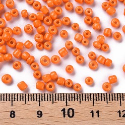 Orange Red Baking Paint Glass Seed Beads, Orange Red, 6/0, 4~5x3~4mm, Hole: 1~2mm, about 4500pcs/bag