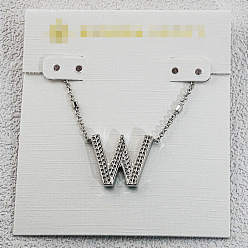 Letter W Латунные инициальные подвески-ожерелья для женщин, платина, Буква W, 15.75 дюйм (40 см)
