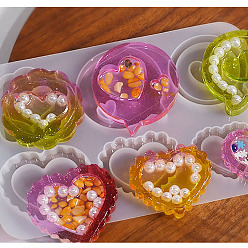 Белый Силиконовая форма в форме сердца «зыбучий песок» своими руками, формы для встряхивания, формы для литья смолы, для уф-смолы, изготовление изделий из эпоксидной смолы, белые, 159x107x9 мм, внутренний диаметр: 33~50x39~50 мм