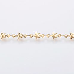 Золотой Ионное покрытие (ip) вручную 304 прутковые цепи из нержавеющей стали, пайки, с катушкой, звезда, золотые, 10x4.5x2 мм, около 32.8 футов (10 м) / рулон