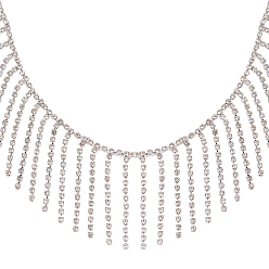 Crystal 1 Yard 5cm Tassel Chain, Wedding Dress Decorative Rhinestone Cup Chains and 1Pc Cardboard Display Card, Crystal, 5cm