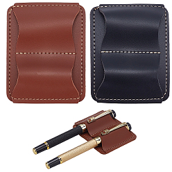 (52) Непрозрачная лаванда 2шт. 2цветов, двойной держатель для ручек и карандашей из искусственной кожи с зажимом, пенал для шариковой ручки, с железным зажимом, разноцветные, 77x61x18 мм, внутренний диаметр: 30x9 мм, 1 шт / цвет