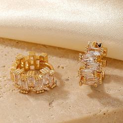 Золотой Модные латунные серьги-кольца со стразами, золотые, 12x6 мм