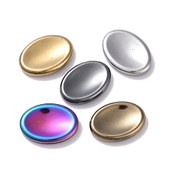 Mixed Color PVD Vacuum Plating Non-magnetic Synthetic Hematite Massager, Worry Stone for Anxiety Therapy, Oval, Mixed Color, 25x35x5.5mm