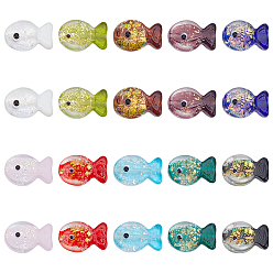 (52) Непрозрачная лаванда 20 шт. 10 цвета фольгированные бусины ручной работы в виде рыбок, с эмалью, градиент цвета, разноцветные, 20x23x8.5 мм, отверстие : 1.8 мм, 2 шт / цвет