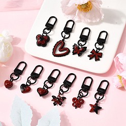 Черный 10 шт. красные и черные подвесные украшения из сплава с двойным экраном, разнообразные, чёрные, 48~65 мм