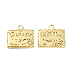 Настоящее золото 18K 304 подвески из нержавеющей стали, дипломные амулеты, ионное покрытие (ip), ручная полировка, реальный 18 k позолоченный, 16.5x18.5x3.5 мм, отверстие : 2.5 мм