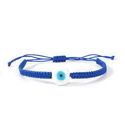 Синий Браслеты ручной работы из стекла, украшенные бусинами, символизирующими "оберег от сглаза"., регулируемые браслеты шнур, синие, 11.02 дюйм (28 см)