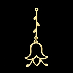 Золотой 201 из нержавеющей стали большие кулоны, лазерная резка, с прыжковых колец, цветок, золотые, 50.5 мм, отверстие : 1.2 мм