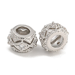 Платина Покрытие стойки латунь микропаве прозрачные кубические циркониевые бусины, без свинца и без кадмия, долговечный, платина, 10x6.5 мм, отверстие : 1.8 мм