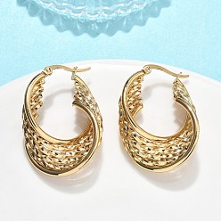 Золотой Многослойные витые серьги-кольца из нержавеющей стали, с 201 штифтов из нержавеющей стали, вакуумное покрытие pvd, золотые, 304 мм