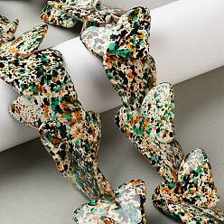 Зеленый лайм Нити из синтетических бирюзовых бусин, нанесенных методом распыления, бабочка, зеленый лайм, 29x37.5x5.5 мм, отверстие : 1 мм, около 17 шт / нитка, 14.96'' (38 см)