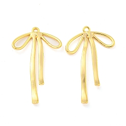Настоящее золото 18K Латунные подвески, бантом, реальный 18 k позолоченный, 31.5x19x2 мм, отверстие : 1.4 мм